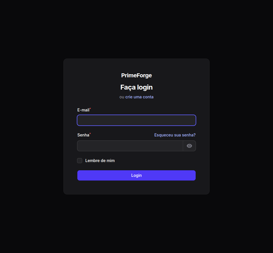Tela de login do PrimeForge