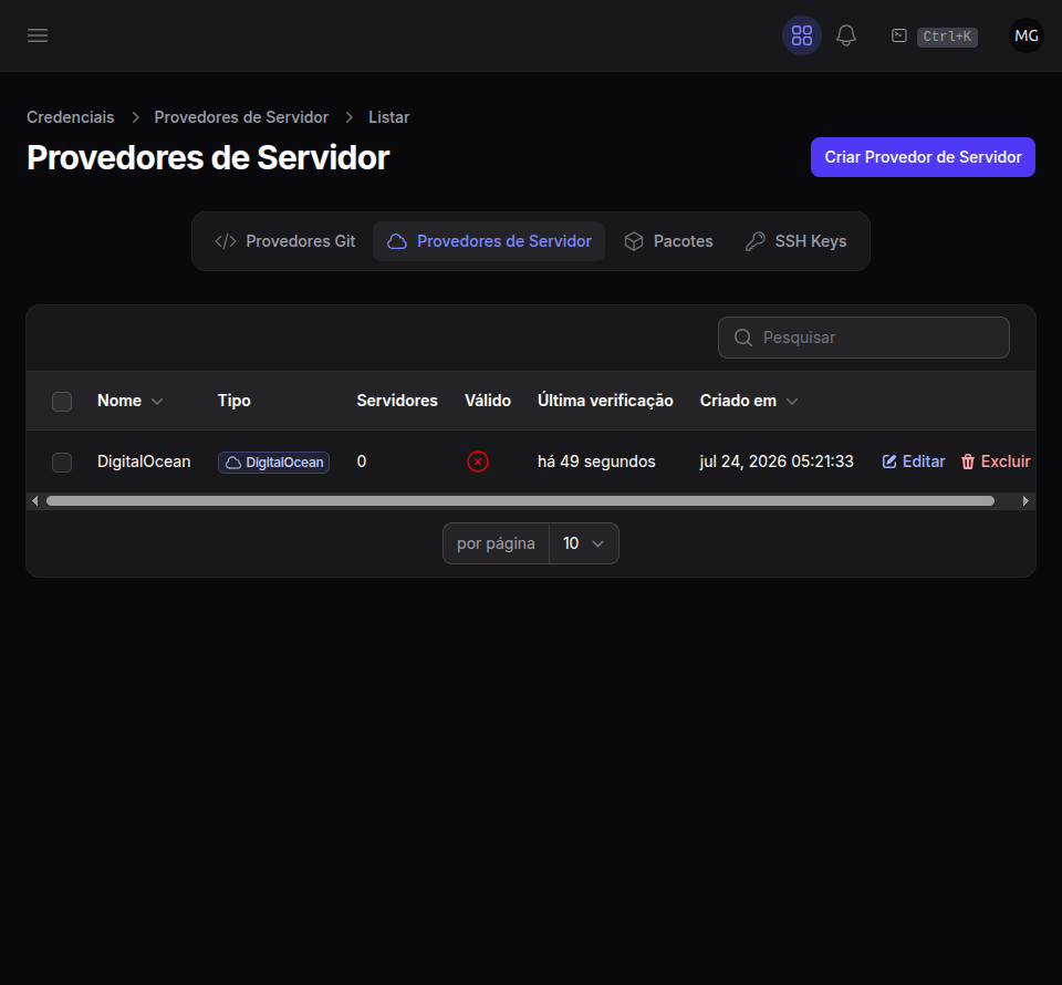 Provedores de Servidor